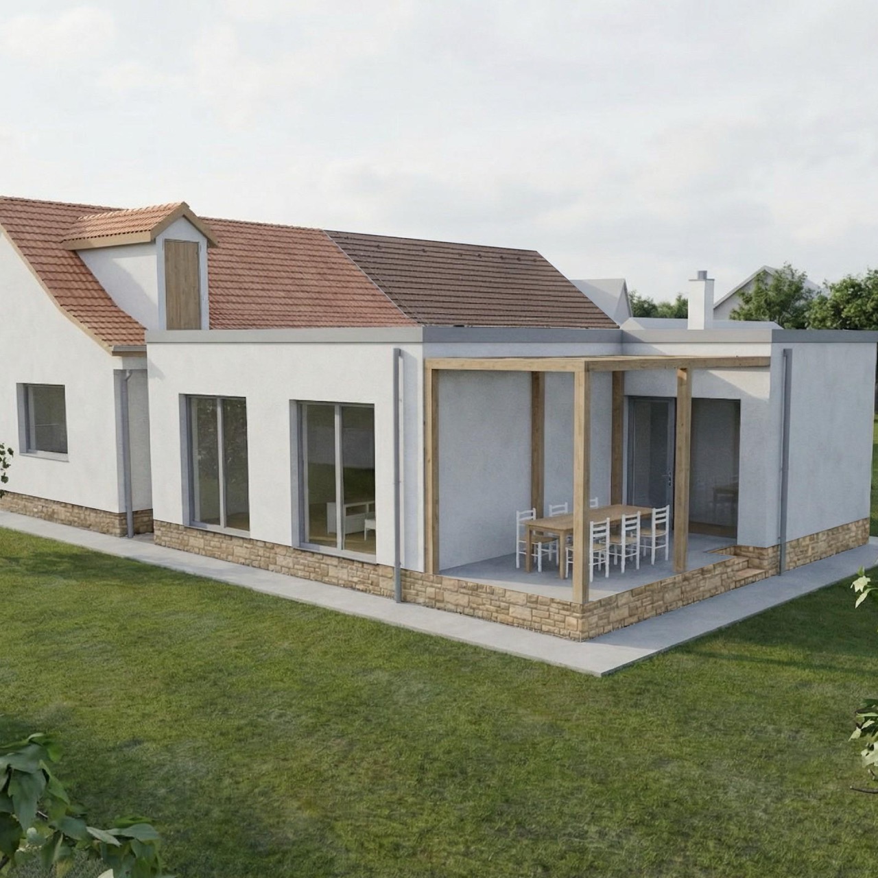 
					MEGLÉVŐ CSALÁDIHÁZ ÁTALAKÍTÁSA ÉS BŐVÍTÉSE, NAGYMÁNYOK
					VÁZLATTERV, EGYSZERŰ BEJELENTÉSI TERVDOKUMENTÁCIÓ
					
                     TERVEZÉS ÉVE:2025